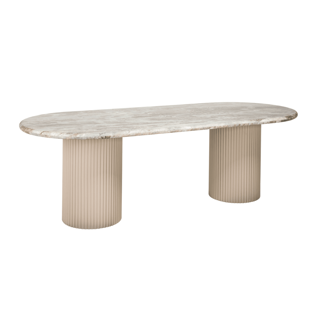 Verinne Luxury Large Oval Marble Top Dining Table