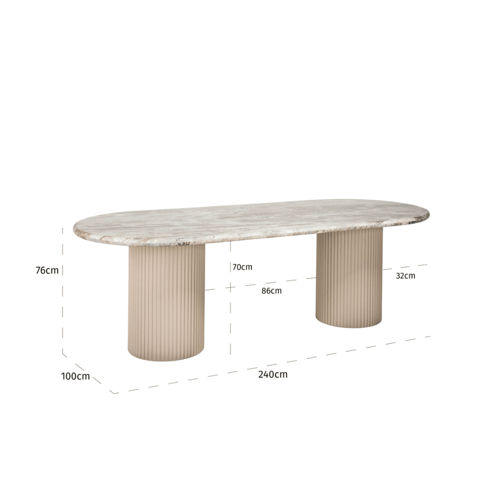 Verinne Luxury Large Oval Marble Top Dining Table