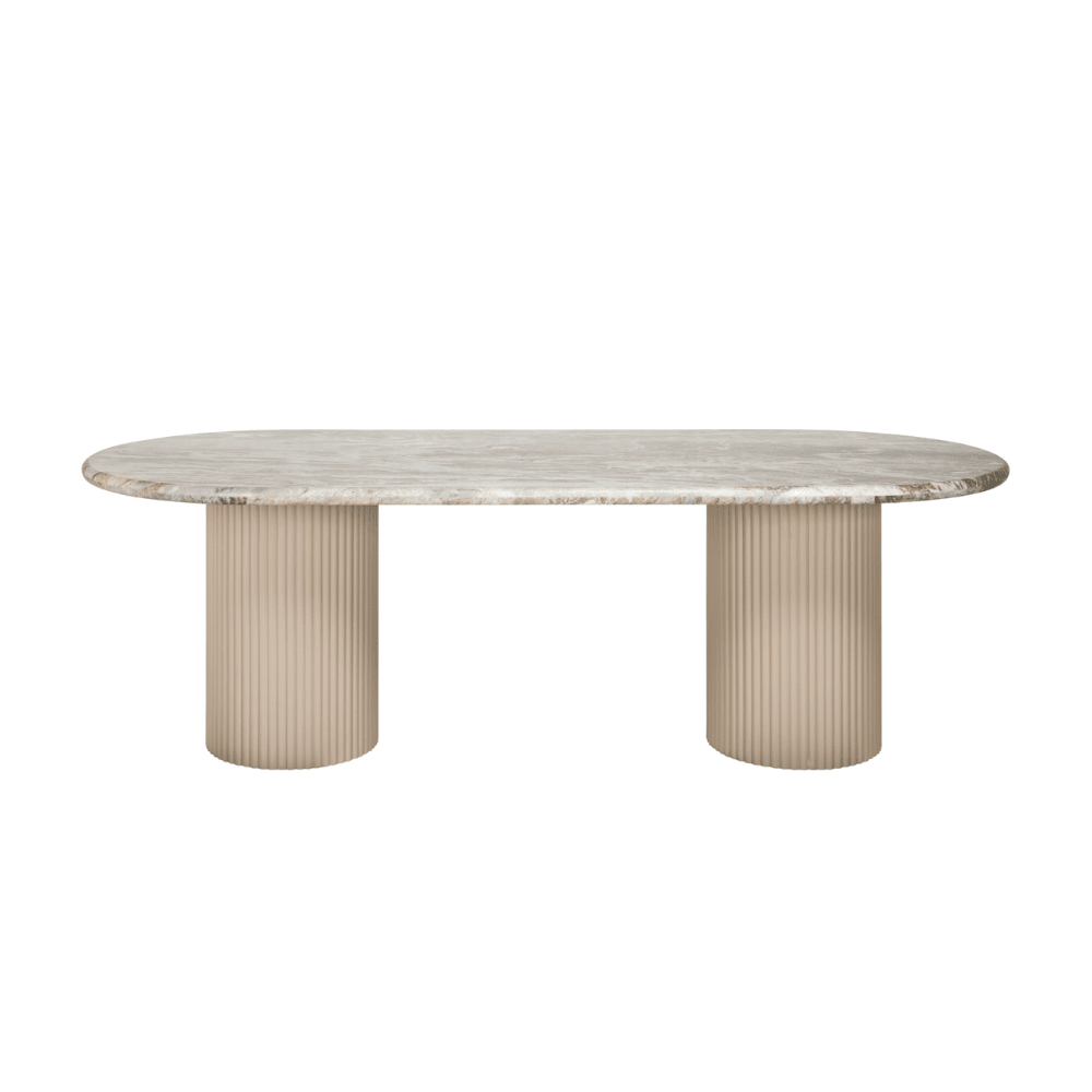 Verinne Luxury Large Oval Marble Top Dining Table