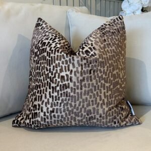 Verona Brown & Cream Metallic Textured Cushion - 43x43cm