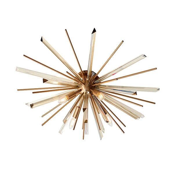 Verona Gold & Glass Sunburst Flush Ceiling Light