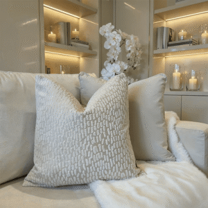 Verona Ivory Metallic Textured Cushion - 43x43cm