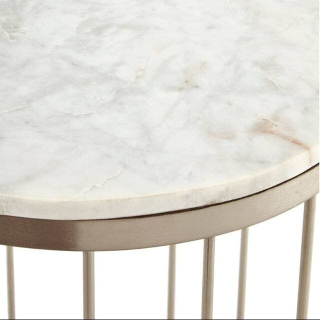 Vexa Champagne Side Table with Marble Top