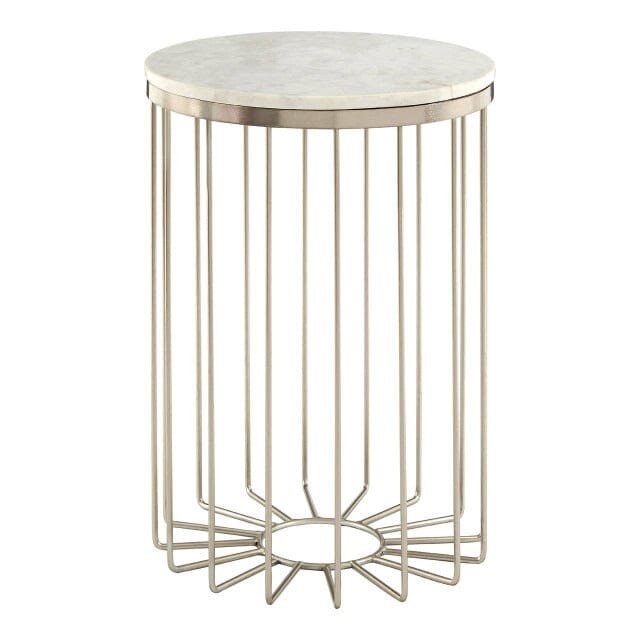 Vexa Champagne Side Table with Marble Top