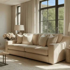 Victoria Beige Textured 4 Seater Sofa