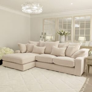 Victoria Beige Textured Pillow Back Medium Left Hand Facing Chaise End Sofa