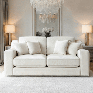 Victoria Cream Velvet 3 Seater Sofa