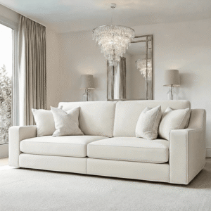 Victoria Cream Velvet 4 Seater Sofa