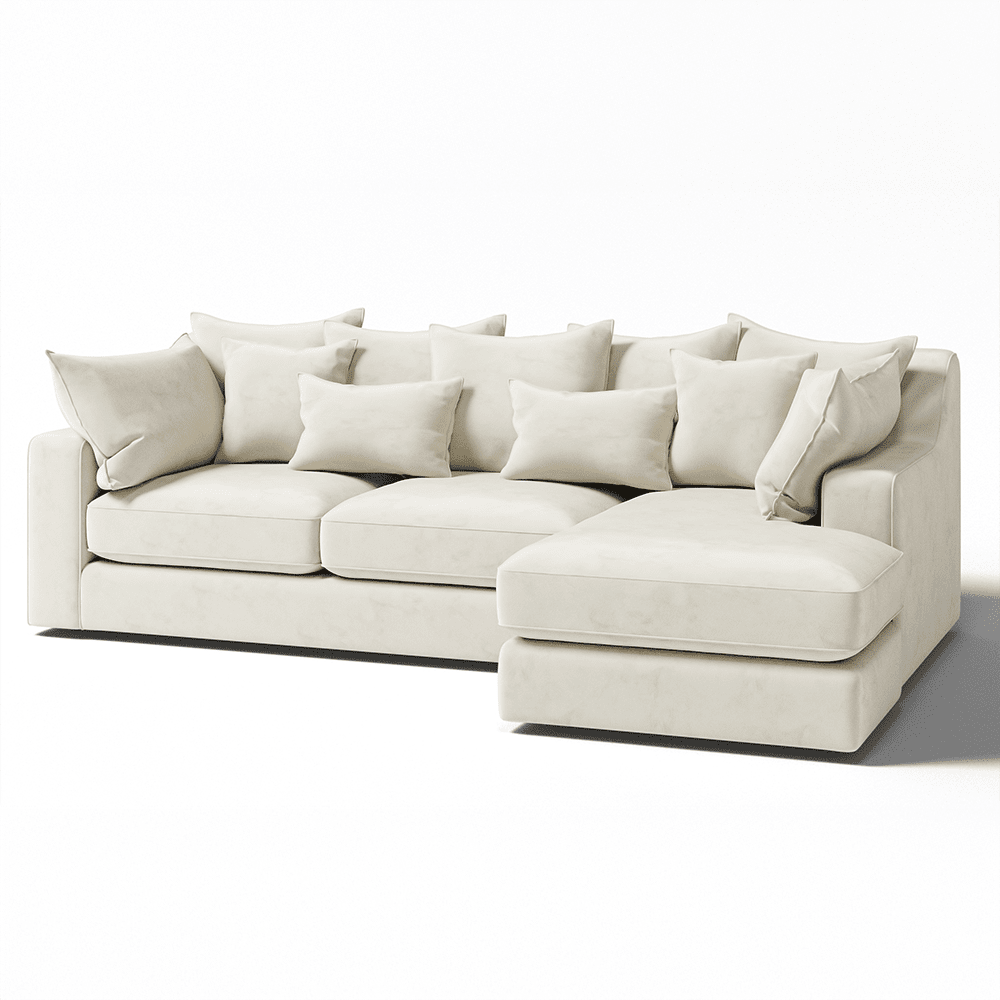 Victoria Cream Velvet Large Chaise End Sofa