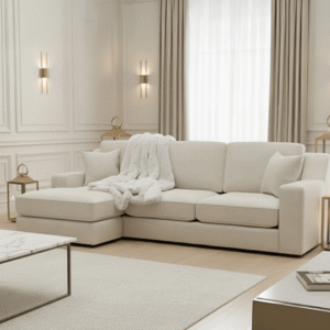 Victoria Cream Velvet Medium Left Hand Facing Chaise End Sofa