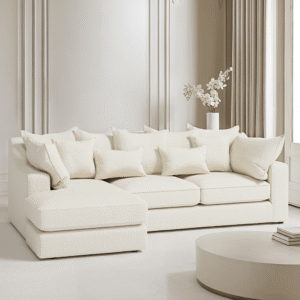 Victoria Ecru Boucle Large Left Hand Facing Pillow Back Sofa