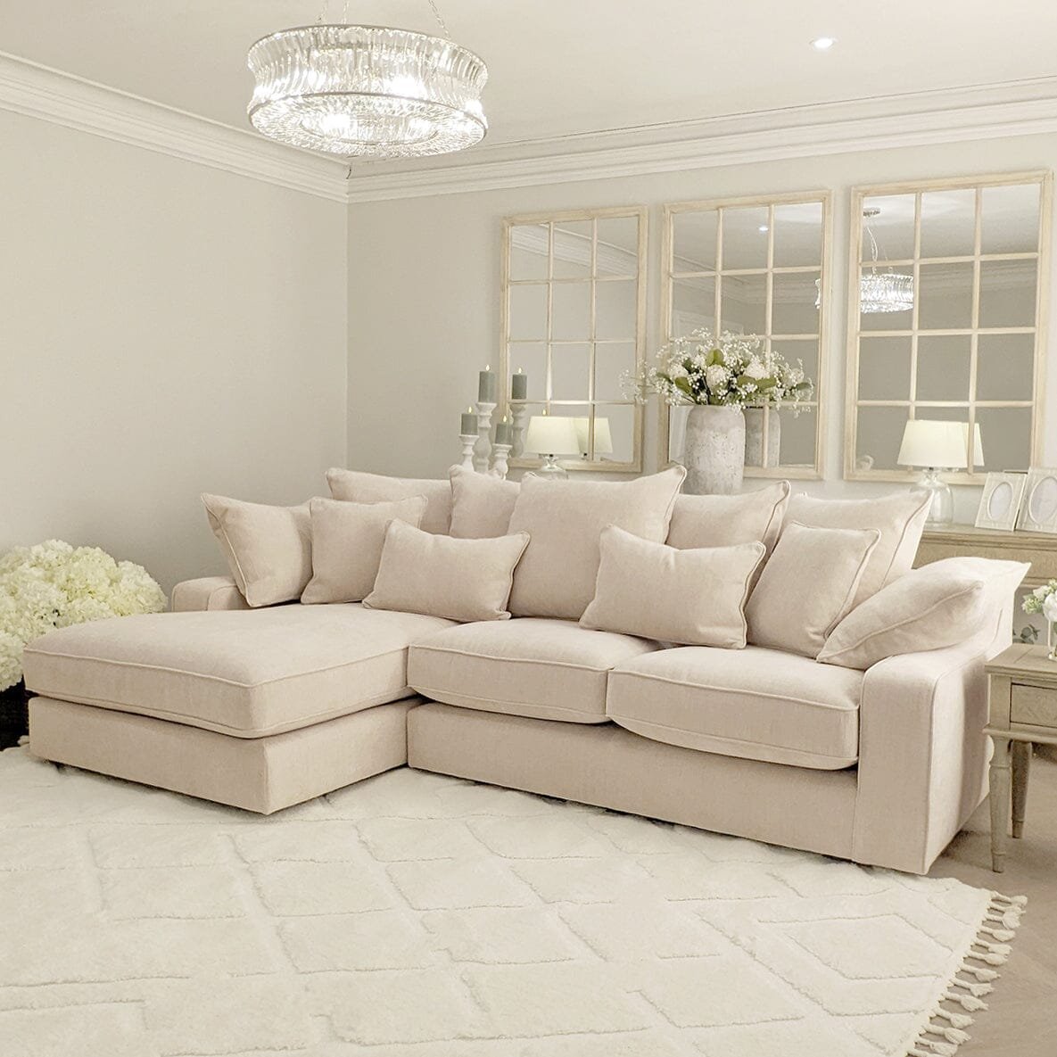 Victoria Luxury Beige Textured Sofa Range
