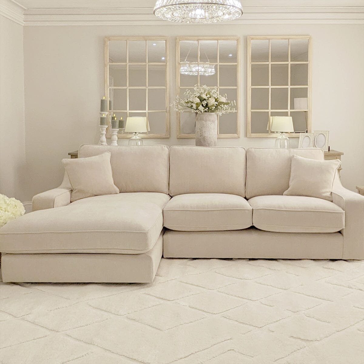 Victoria Luxury Beige Textured Sofa Range