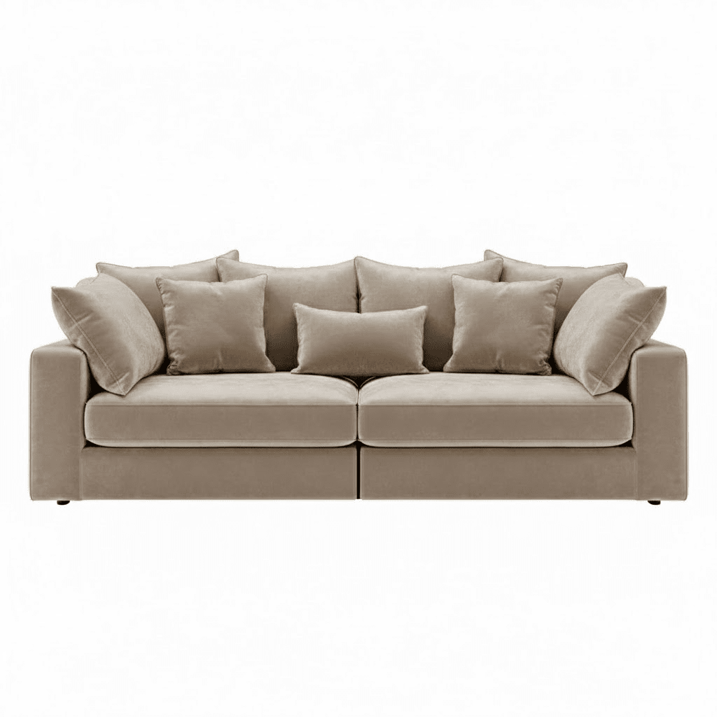 Victoria Mink Velvet 4 Seater Pillow Back Sofa