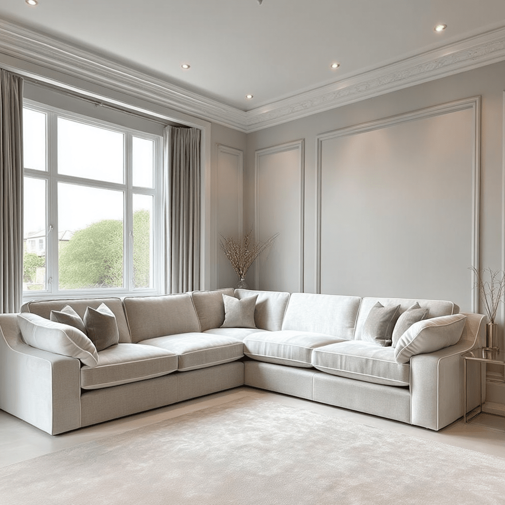 Victoria Oyster Chenille Large Corner Sofa