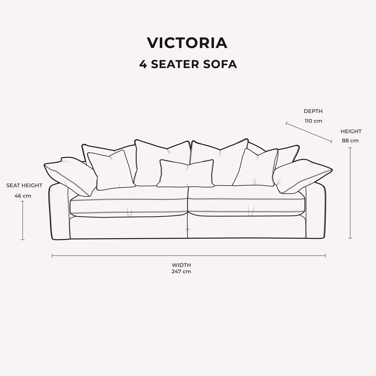 Victoria Silver Pillow Back Sofa Range
