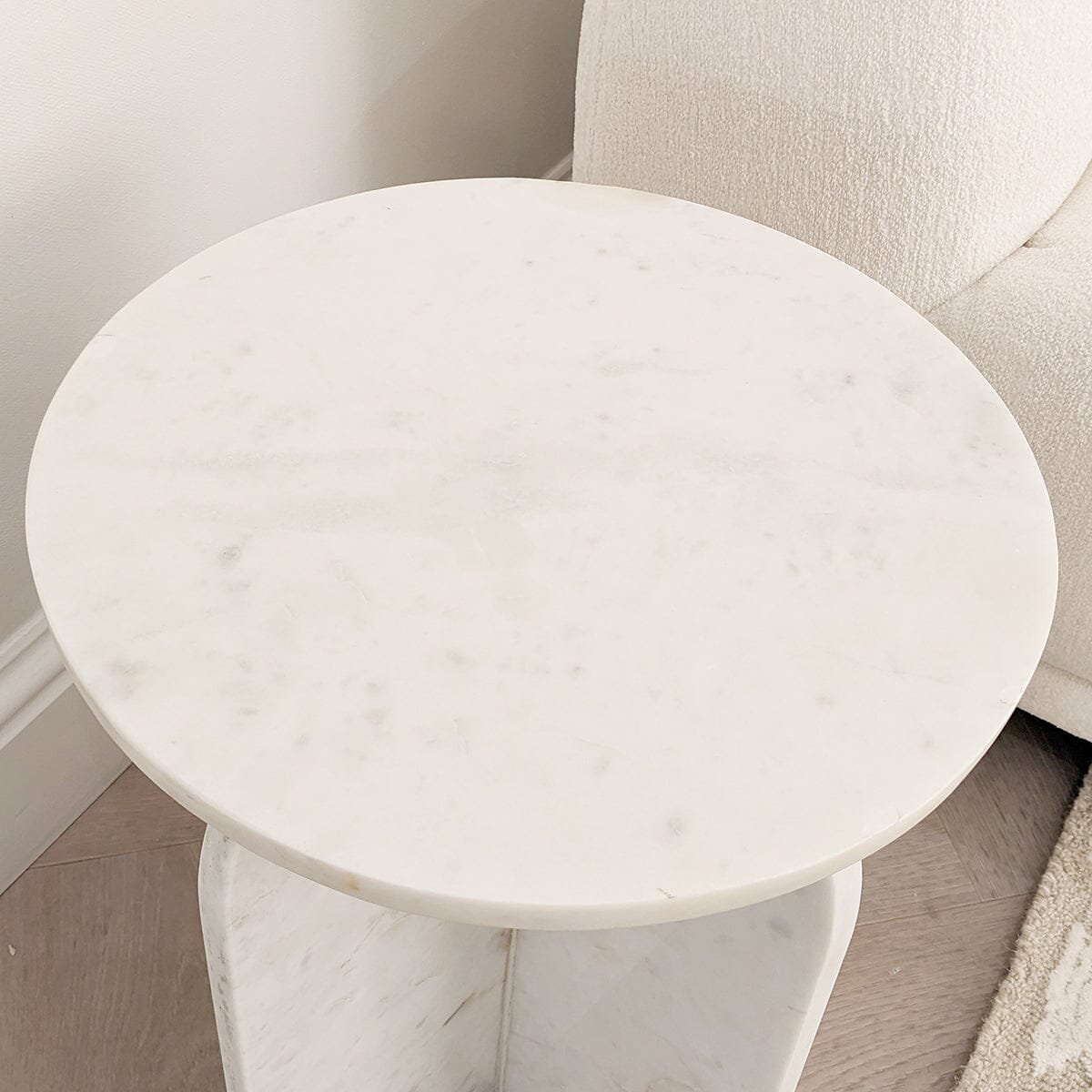 Vieste White Marble Side Table