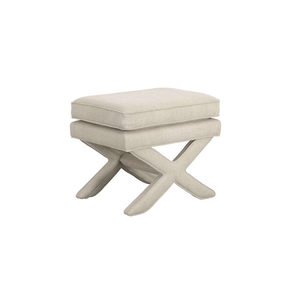 Oceanne Stone Linen Blend Cross Foot Stool