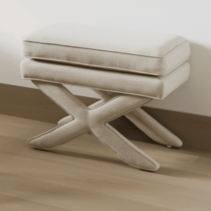 Oceanne Stone Linen Blend Cross Foot Stool