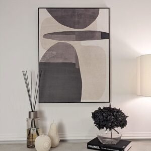 Vinsi Stone & Black Abstract Canvas Wall Art