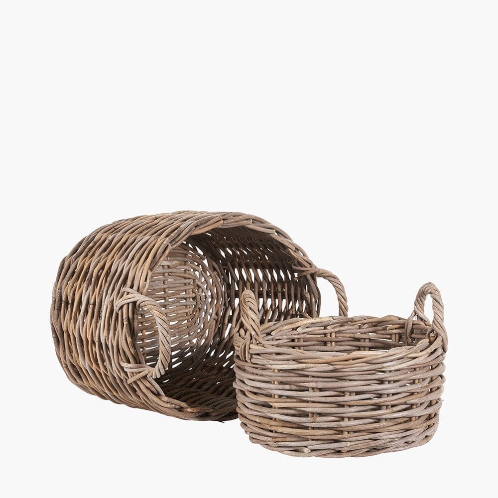 Whinnie Grey Set of 2 Oval Wicker Baskets