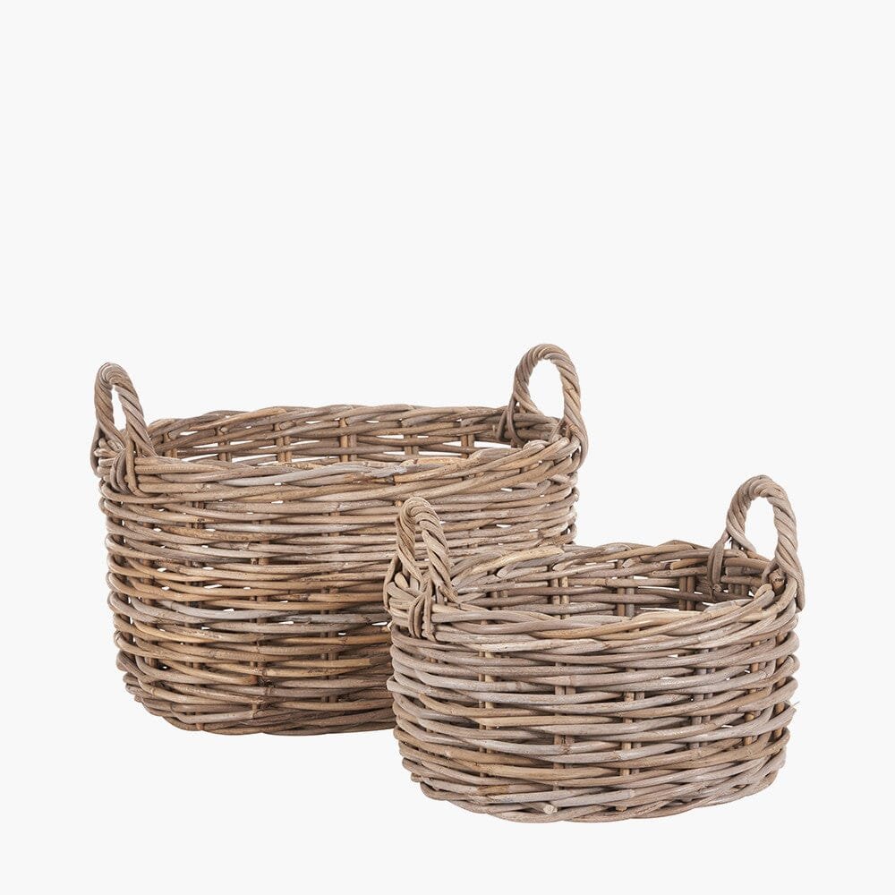 Whinnie Grey Set of 2 Oval Wicker Baskets