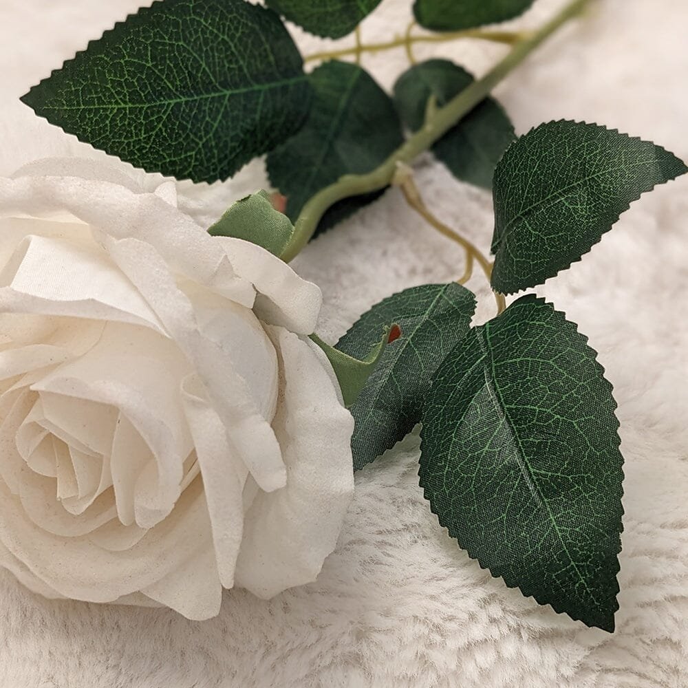 White Faux Peony Rose Single Stem Flower