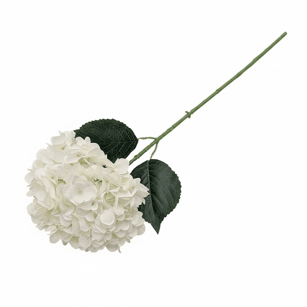 White Giant Pom Pom Hydrangea Single Stem Flower - Set of 3