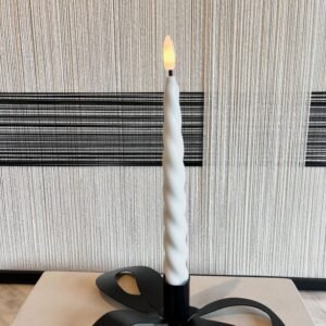 White LED Twisted Candlesticks - Set of 2