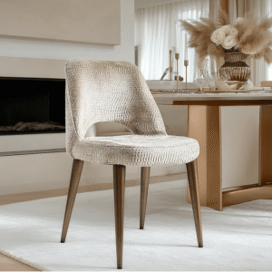 Xanthe Beige Tufted Dining Chair with Bronze Legs- Set of 2