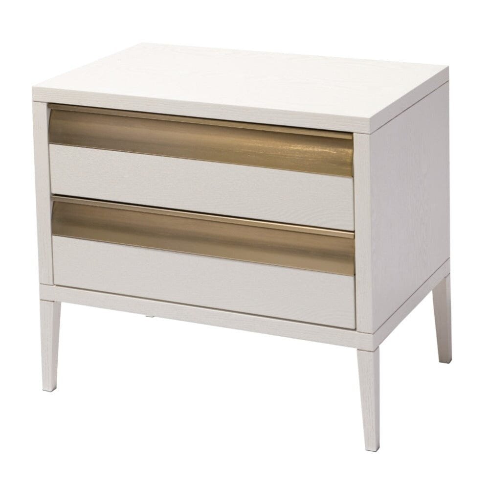 Zayd White & Bronze Premium Large Bedside Table