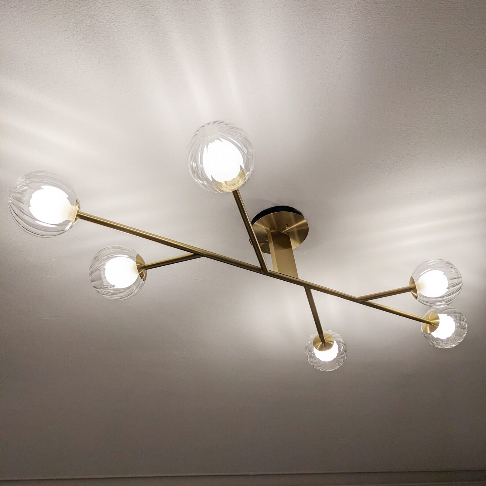 Zayla 6 Light Semi-Flush Brass Ceiling Light