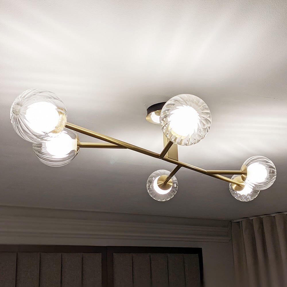 Zayla 6 Light Semi-Flush Brass Ceiling Light