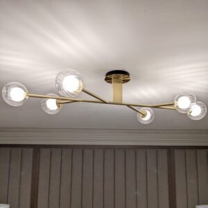 Zayla 6 Light Semi-Flush Brass Ceiling Light