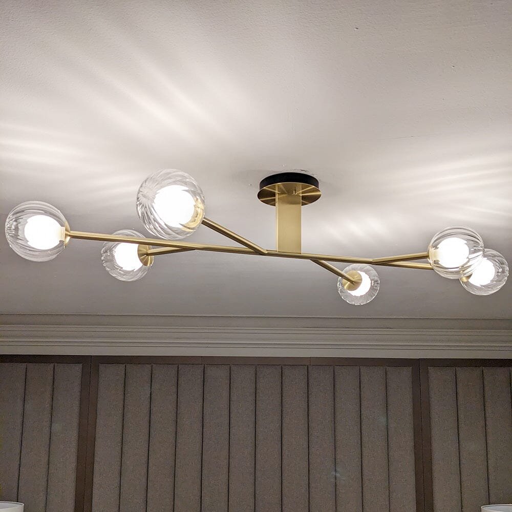 Zayla 6 Light Semi-Flush Brass Ceiling Light