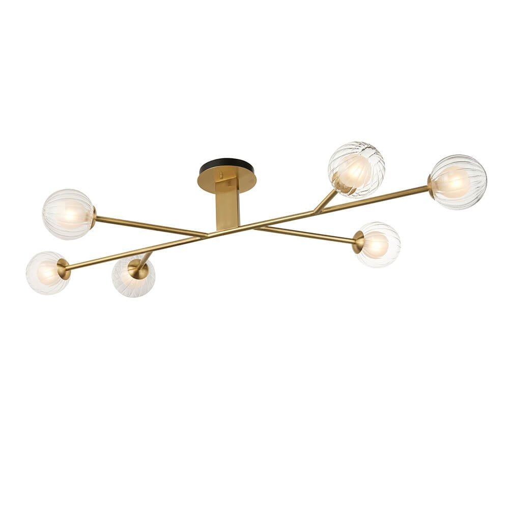 Zayla 6 Light Semi-Flush Brass Ceiling Light