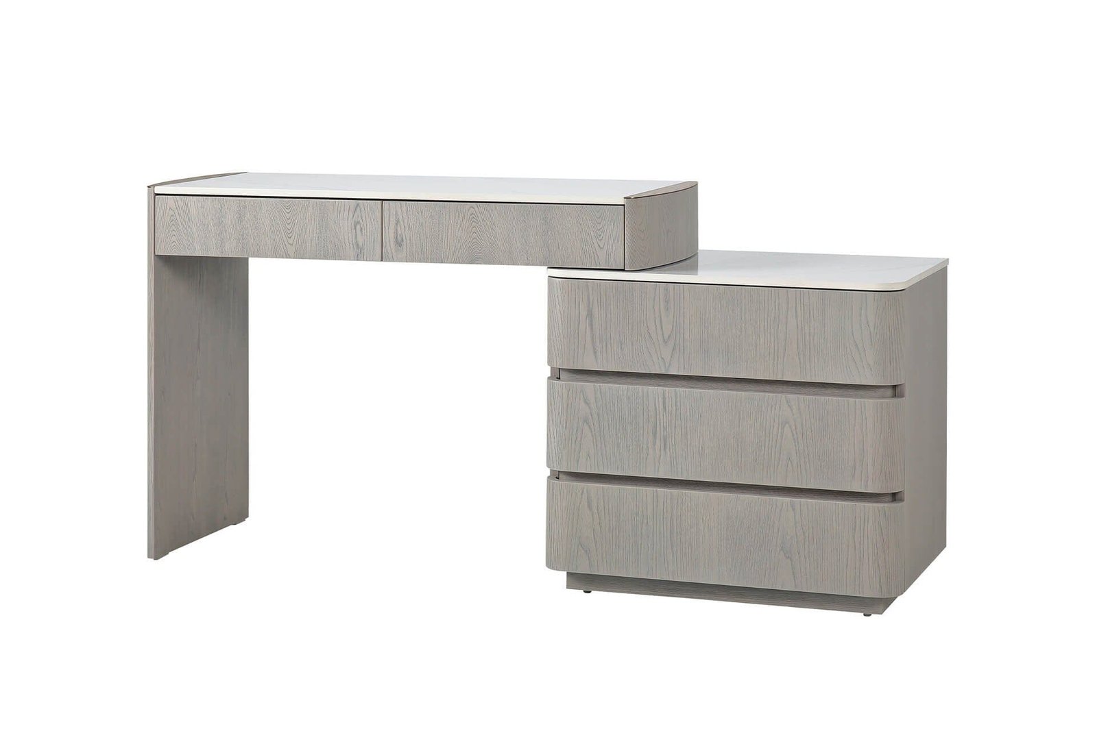 Zendaya 2 Drawer Washed Oak Dressing Table & 3 Drawer Chest with Stone Top