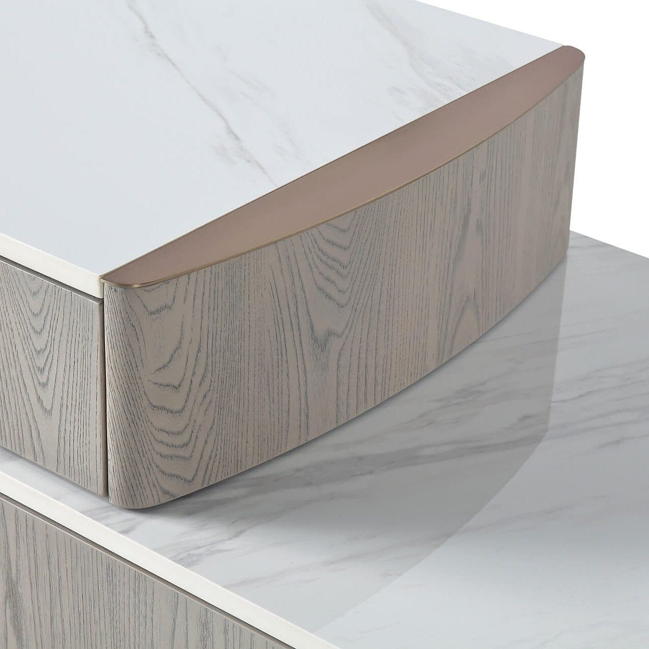 Zendaya 2 Drawer Washed Oak Dressing Table & 3 Drawer Chest with Stone Top
