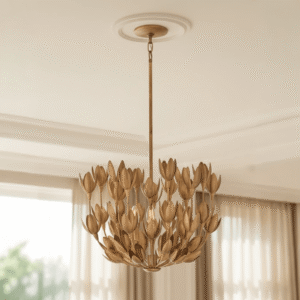Zeni Gold 3 Light Statement Floral Pendant Ceiling Light