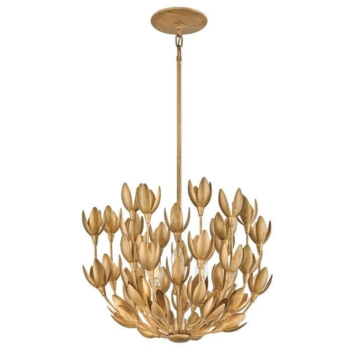Zeni Gold 3 Light Statement Floral Pendant Ceiling Light