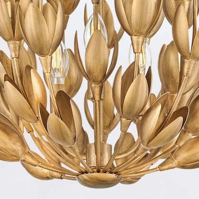 Zeni Gold 3 Light Statement Floral Pendant Ceiling Light