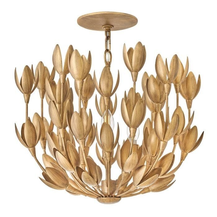 Zeni Gold 3 Light Statement Floral Pendant Ceiling Light