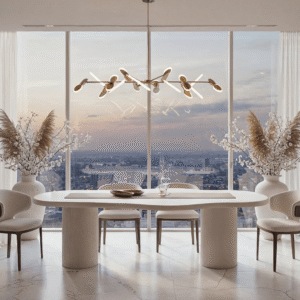 Zia Cream Abstract Dining Table
