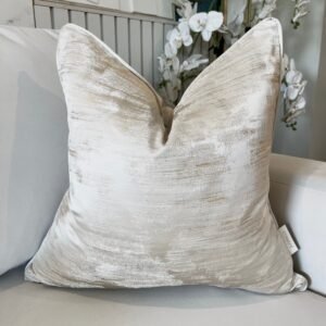 Zirconium Oyster & Gold Metallic Patterned Cushion - 50x50cm
